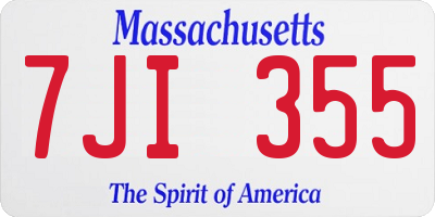 MA license plate 7JI355
