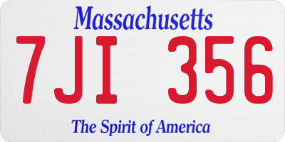 MA license plate 7JI356