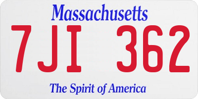 MA license plate 7JI362