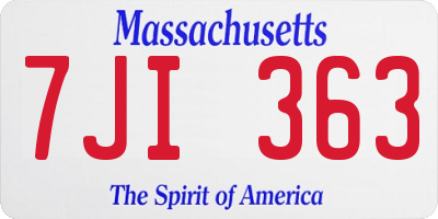 MA license plate 7JI363