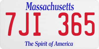 MA license plate 7JI365