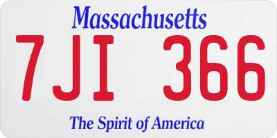 MA license plate 7JI366