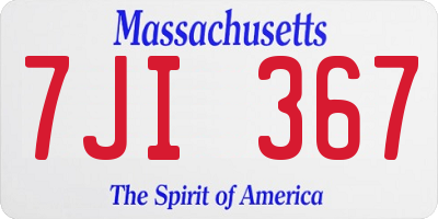 MA license plate 7JI367