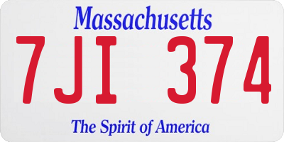 MA license plate 7JI374