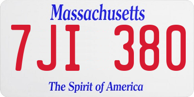 MA license plate 7JI380