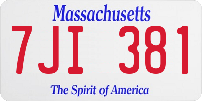 MA license plate 7JI381