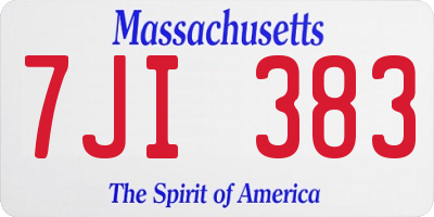 MA license plate 7JI383