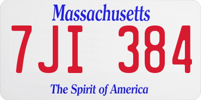 MA license plate 7JI384