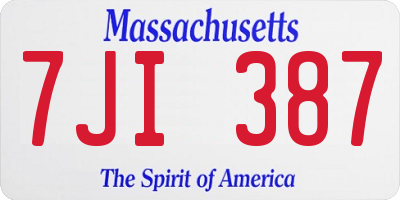 MA license plate 7JI387