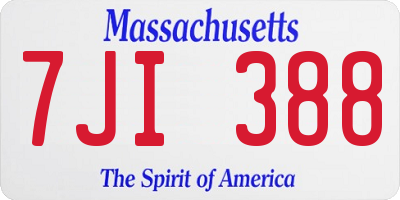 MA license plate 7JI388