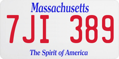 MA license plate 7JI389