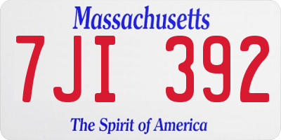MA license plate 7JI392