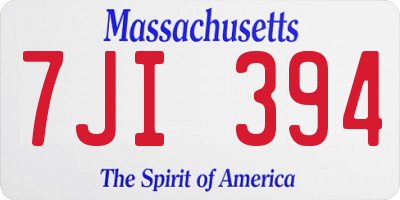MA license plate 7JI394