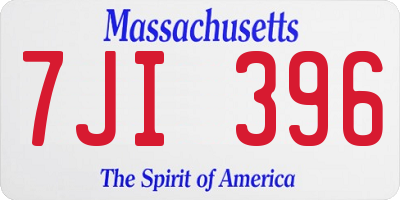 MA license plate 7JI396