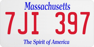 MA license plate 7JI397