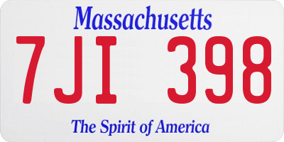 MA license plate 7JI398