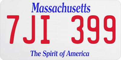 MA license plate 7JI399