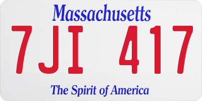 MA license plate 7JI417