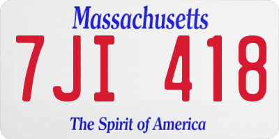 MA license plate 7JI418