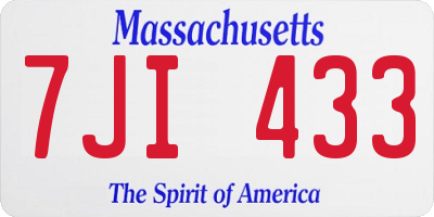 MA license plate 7JI433
