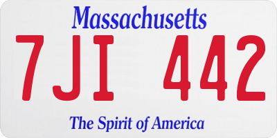 MA license plate 7JI442