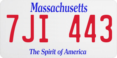 MA license plate 7JI443