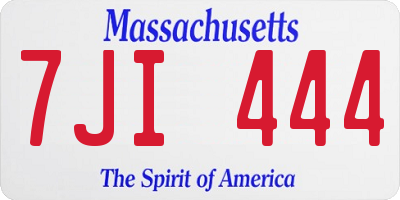 MA license plate 7JI444