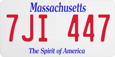 MA license plate 7JI447
