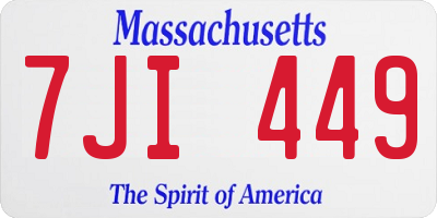 MA license plate 7JI449