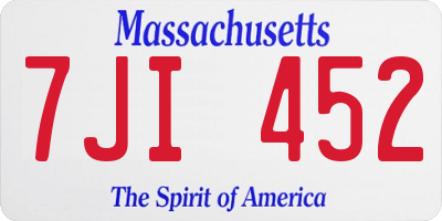 MA license plate 7JI452