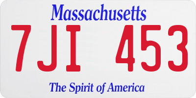 MA license plate 7JI453