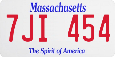 MA license plate 7JI454