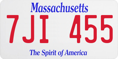 MA license plate 7JI455