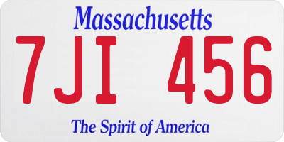 MA license plate 7JI456