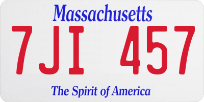 MA license plate 7JI457