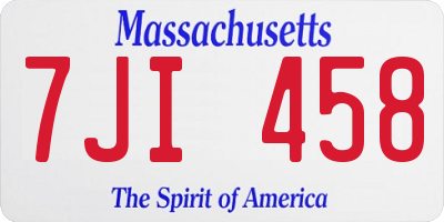 MA license plate 7JI458
