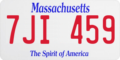 MA license plate 7JI459