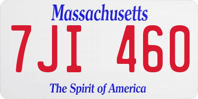 MA license plate 7JI460