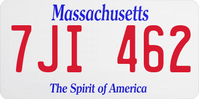 MA license plate 7JI462