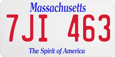 MA license plate 7JI463