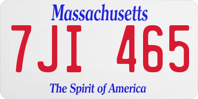 MA license plate 7JI465