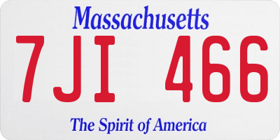 MA license plate 7JI466