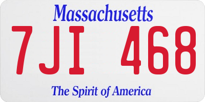MA license plate 7JI468