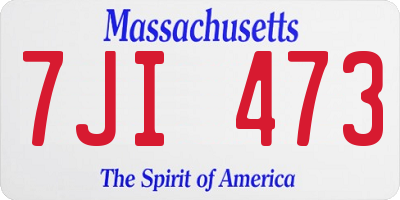 MA license plate 7JI473