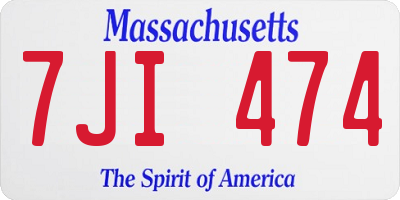 MA license plate 7JI474
