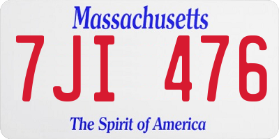 MA license plate 7JI476