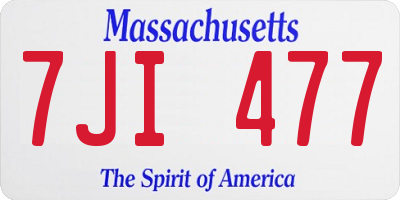 MA license plate 7JI477