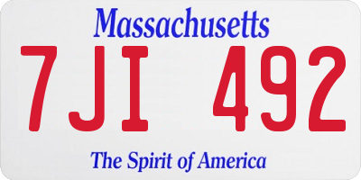 MA license plate 7JI492