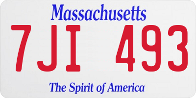 MA license plate 7JI493