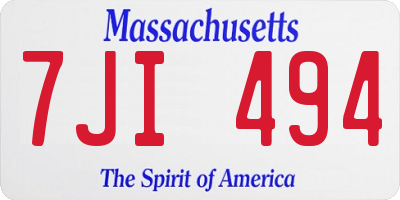 MA license plate 7JI494